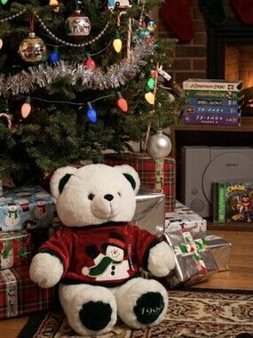 Vintage Y2K 1999 K-Mart Christmas Holiday Teddy Bear wearing Snowman Sweater